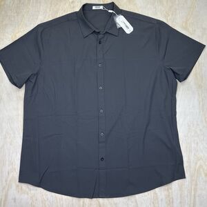 NEW XXL COOFANDY Summer Button Down Wrinkle Free Short Sleeve Dress Shirt Black